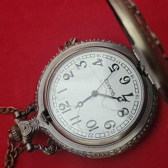 Antique Ship Boat Pocket Watch Classic Hollow Tone Necklace Push Button Watch - Picture 8 of 10